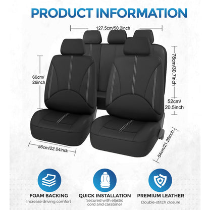 Floray PU Leather Car Seat Covers Full Set - Universal Fit for Cars, SUVs, and Trucks