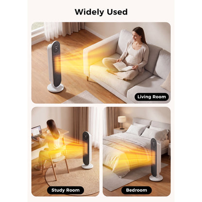 MORSUMA 25" White Tower Heater with Remote Control, 1500W PTC Electric Space Heater with ECO Mode, LED Display, Timer and Adjustable Thermostat for Home Office Bedroom