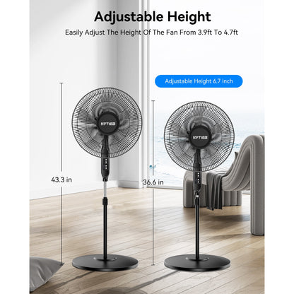 NFTIGB 16'' Oscillating Pedestal Fan w/Remote and Timer, 12 Speeds,Adjustable Height Floor Fan New