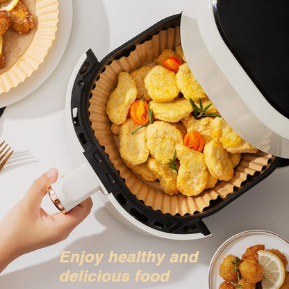 M Buder 100Pcs 8inch Round Disposable Air Fryer Liners,5-8QT Non Stick Parchment Paper for Baking,Oil Resistant,Waterproof,Cooking