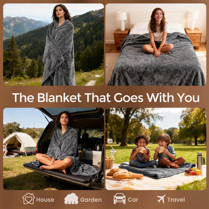 YGXNEWER Queen Size Blanket, Double Sided Flannel, 90 x 90 Inches, Gray, Luxury Anti-Static Fuzzy Soft Microfiber Bed Blankets