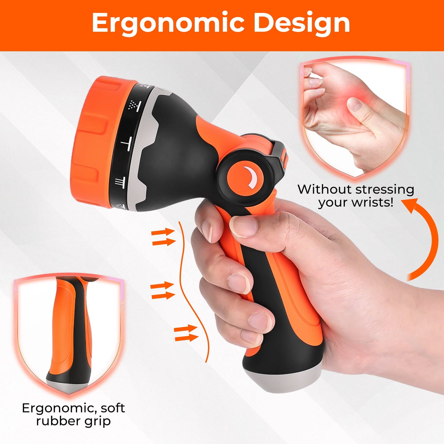 OHHANI Hose Nozzle with 10 Spray Patterns, Thumb Control High, Pressure Garden Hose Nozzle for Car Washing, Watering Plants and Lawns