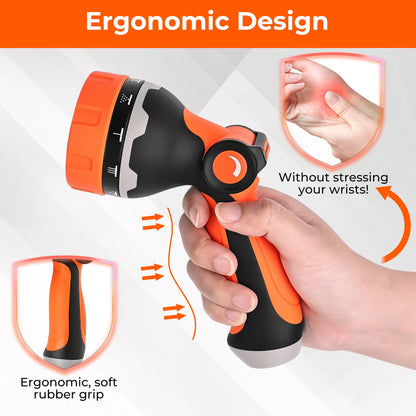OHHANI Hose Nozzle with 10 Spray Patterns, Thumb Control High, Pressure Garden Hose Nozzle for Car Washing, Watering Plants and Lawns