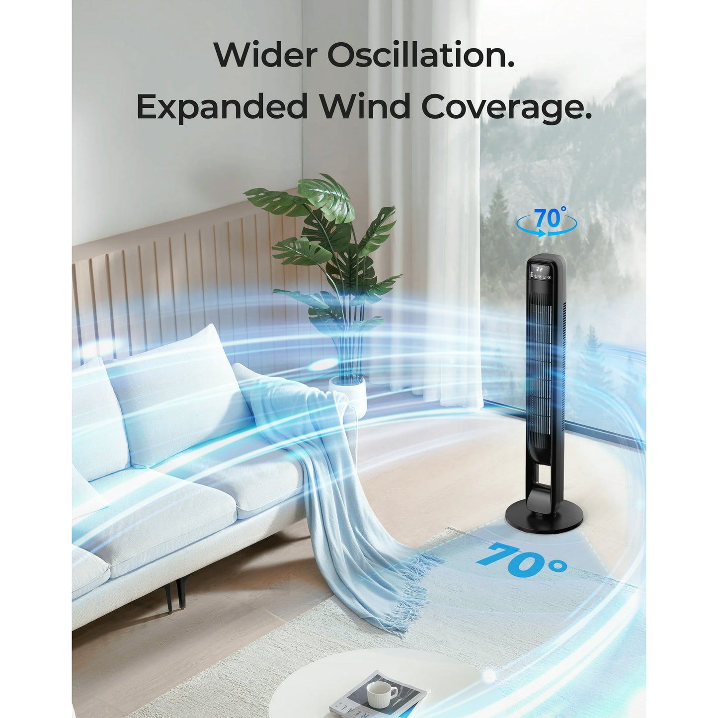 NFTIGB 39 inch Tower Fan, Oscillating Bladeless Floor Fan for Home, 3 Speeds 3 Modes with Remote,New