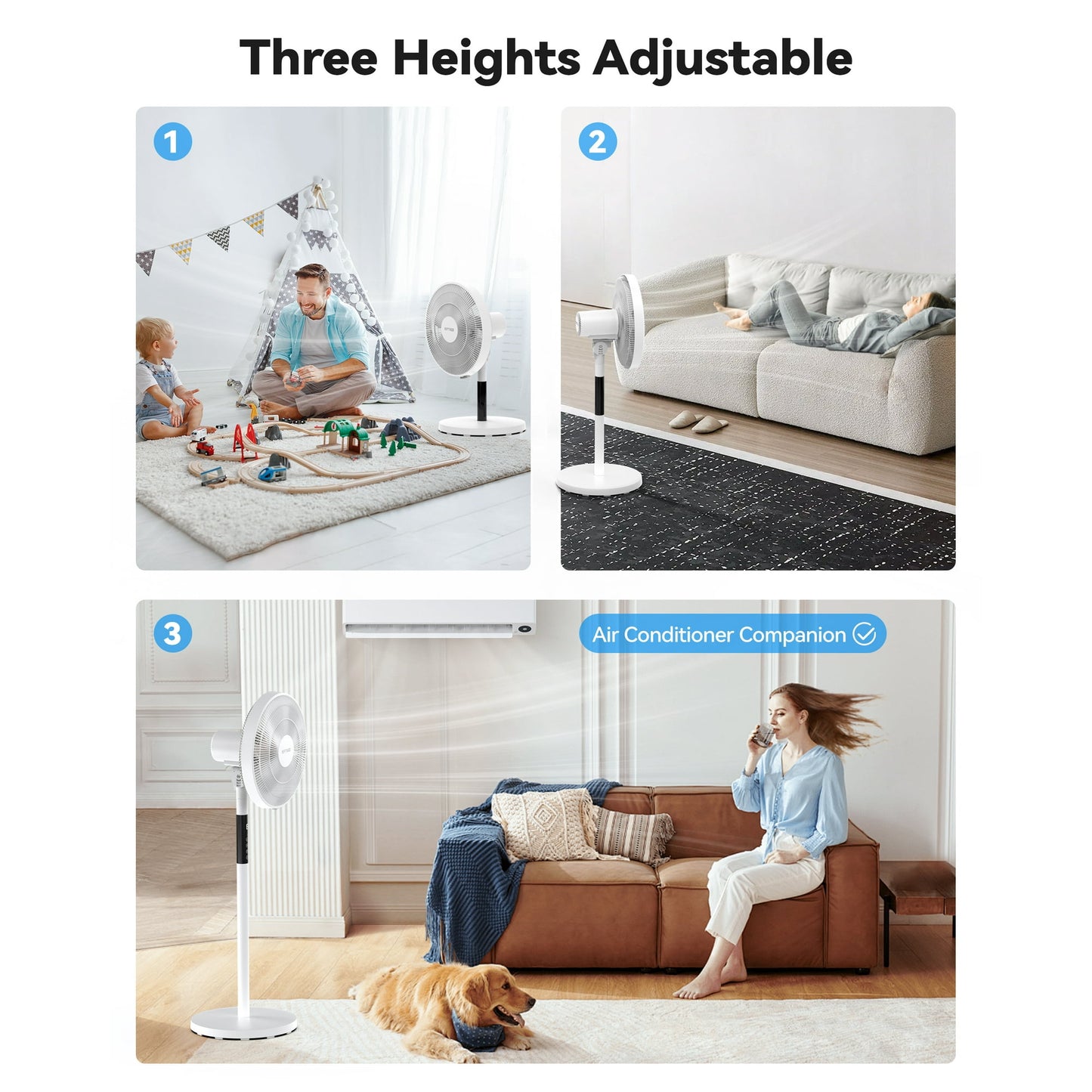 NFTIGB Oscillating Pedestal Fan, 7 Blades 3 Speeds 9H Timer Standing Floor Fan with Remote,White New