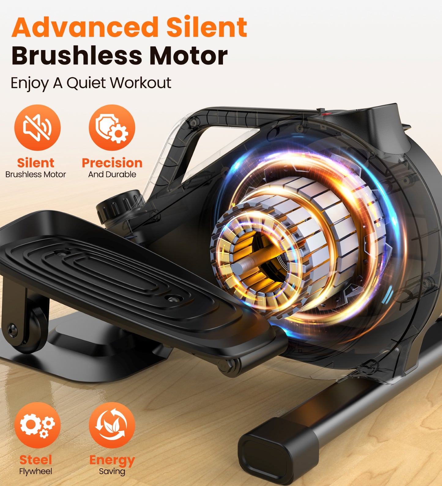 OPMUKIN Under Desk Elliptical, 8 Adjustable Speeds, Portable Foot & Leg Pedal Exerciser, Max Load 360lbs, Black