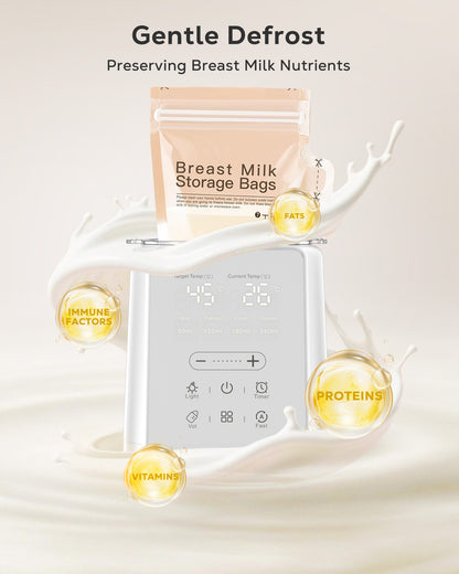 RUPOUN Bottle Warmer, 8 in 1 Fast Baby Milk Portable Warmer with Timer and Temperature Control for Breastmilk or Formula, with Defrost, Sterilizer, Keep, Heat Food, White