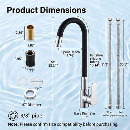 LZSDS Kitchen Faucet with Sprayer for RV, 360 Rotating Brass, Black