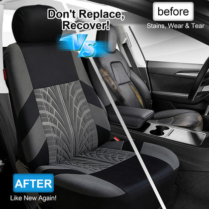 FLORAY 9-Piece Car Seat Covers - Airbag Safe, Thickened, Split Rear, Machine Washable - Universal Fit for Cars, SUVs, Trucks, Gray