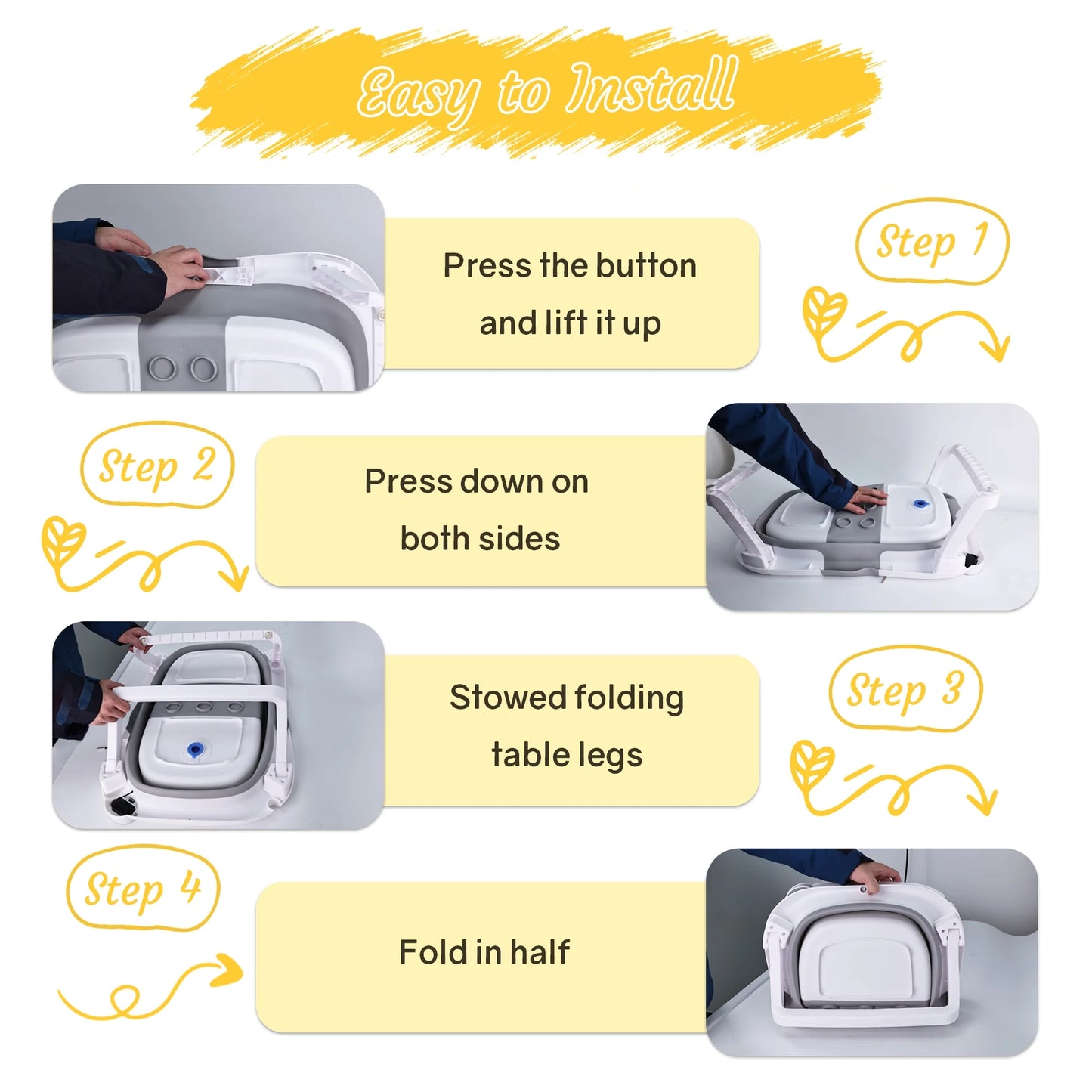 LAZIOEGR Baby Bathtub Collapsible Bathtub for Newborn, Portable Bathtub, Gray