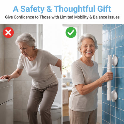 LZSDS Suction Shower Grab Bars, 2 Pack 18 Inch Bathroom Balance Assist Handles with Non Slip Glow Grip