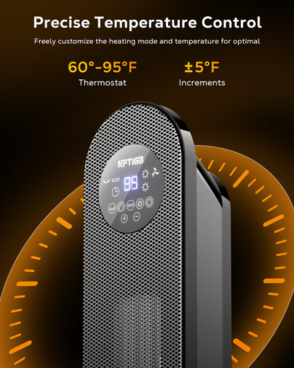 NFTIGB 25" Space Heater for Indoor Large Room, 1500w Oscillating Electric Heaters with Remote Fast Heating,New