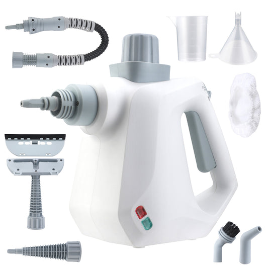 BIMZUC Handheld Steam Cleaner, 1000W Multi-Surface Cleaner with 9 Accessories, Compact Design, White