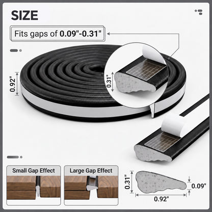 LZSDS Self-Adhesive Polyurethane Foam Door Weatherstrip, 33 ft Wedge-Shaped Window and Door Frame Seal, Black, 2-Pack