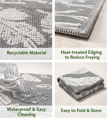 OHHANI Outdoor Rug, 5'x8' Waterproof Reversible Patio Mat, Plastic Straw RV Camping Carpet for Deck, Beach, Garden