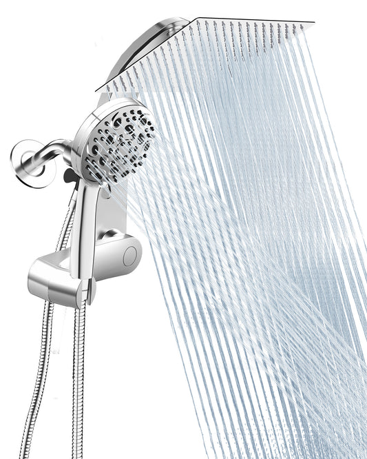 Hodvit High Pressure Rainfall Shower Head 10 Spray Handheld Showerhead Combo, 360° Degree Rotating Extension Arm, New