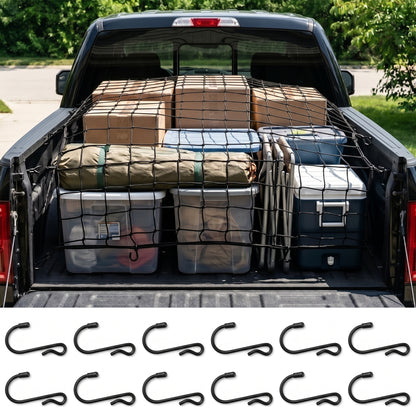 MORSUMA Cargo Net Heavy Duty for Pickup Truck Bed, 47.2 x 35.4 Inch with 12 Hooks, Black, 1 Pack