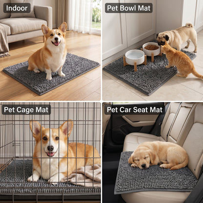 Riousery Indoor Door Mat, Super Absorbent Chenille Entryway Rug with Non-Slip Hot Melt Backing, Machine Washable Mud Mat for Entryway, Bathroom, Pet Area, Gray, 20" x 31.5"