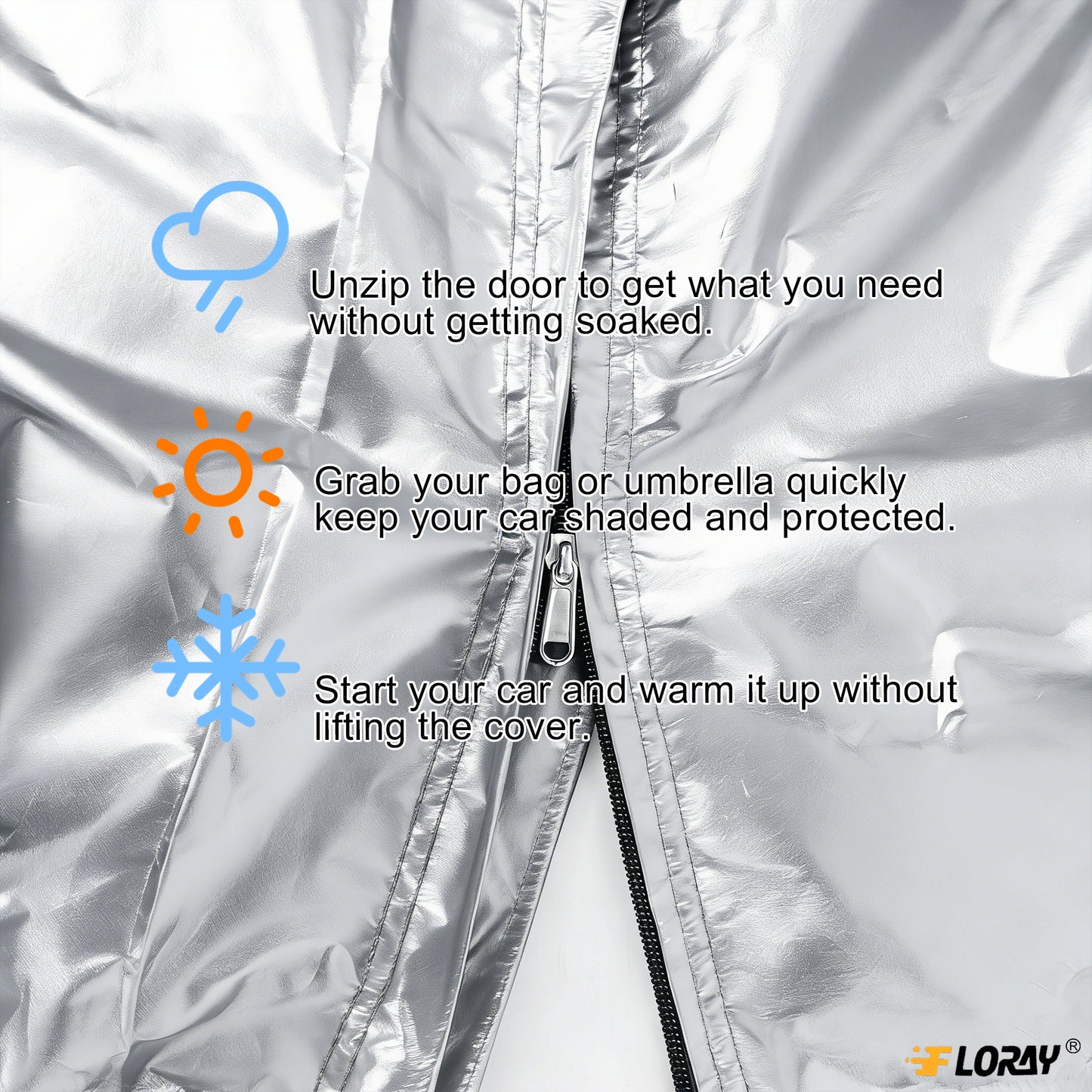 Floray Waterproof All-Weather Truck Cover with Zipper Door – Heavy-Duty Windproof Protection for Full-Size Pickup Trucks, UV and Snow Guard (PK-XL, 248" x 59" x 69")