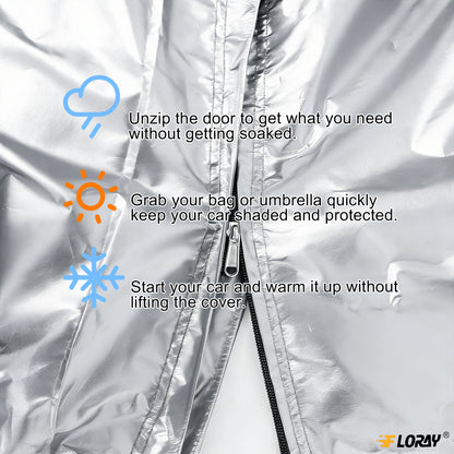 Floray Waterproof All-Weather Truck Cover with Zipper Door – Heavy-Duty Windproof Protection for Full-Size Pickup Trucks, UV and Snow Guard (PK-XL, 248" x 59" x 69")