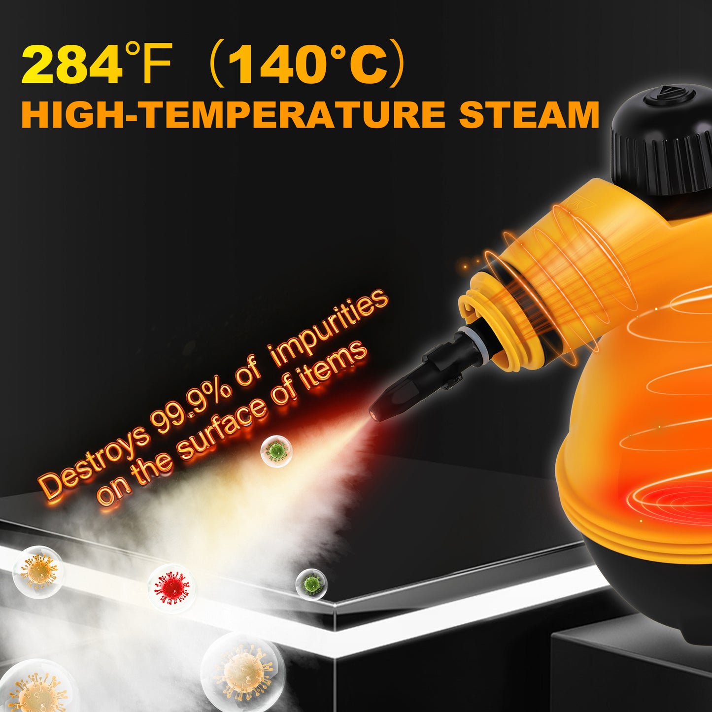 BIMZUC Handheld Steam Cleaner, 2500W Multi-Surface Cleaner with 10 Accessories, Compact Design, Yellow