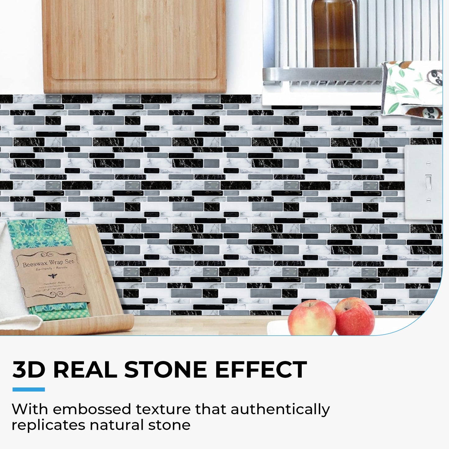 AOLIGO Peel and Stick Backsplash, Peel and Stick Backsplash for Kitchen, Self Adhesive Marble Grey Wall Tile (12" x 12" per Sheet, pack of 10pcs)