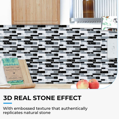 AOLIGO Peel and Stick Backsplash, Peel and Stick Backsplash for Kitchen, Self Adhesive Marble Grey Wall Tile (12" x 12" per Sheet, pack of 10pcs)