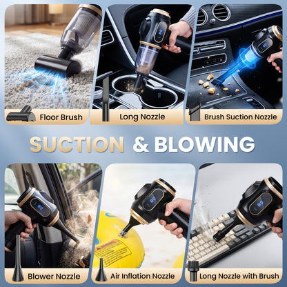 FLORAY Cordless Handheld Car Vacuum Cleaner with Digital Battery Display, Portable Cleaner with 9 Attachments for Car, Home & Office