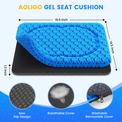 AOLIGO Gel Seat Cushion for Wheelchair, Office Chair, Car Seat, Blue