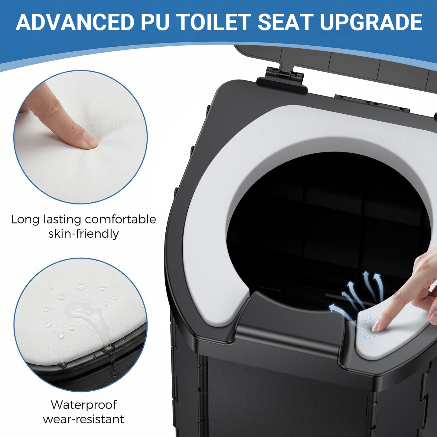 OHHANI Outdoor Portable Toilet, Car-Mounted Portable Toilet with Lid, Soft Pad, Tissue Holder, Portable Storage Bag, Foldable, Suitable for Camping, Beach, Hiking, and Car Use.