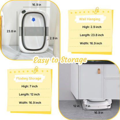 RUPOUN Baby Bathtub, Collapsible for Newborn Boys and Girls, Portable and Foldable, Gray