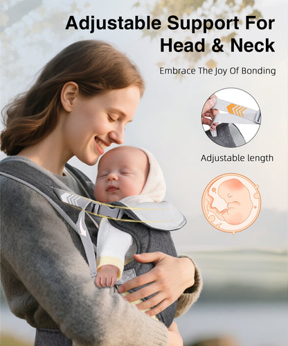 RUPOUN Baby Carrier, Convertible Soft & Cool Baby Carrier, 4-Position, Gray, for Child, Infant, Newborn