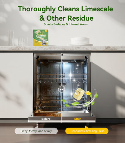 BIMZUC Dishwasher Cleaning Tablets, 24 Tablets, Powerful Cleaning and Deodorizing, Lemon Scent