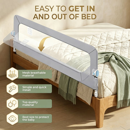 Bed Rails for Toddlers, Baby Bed Rail Guard Foldable Toddler Bed Rail (Gray, 59in Sizes)