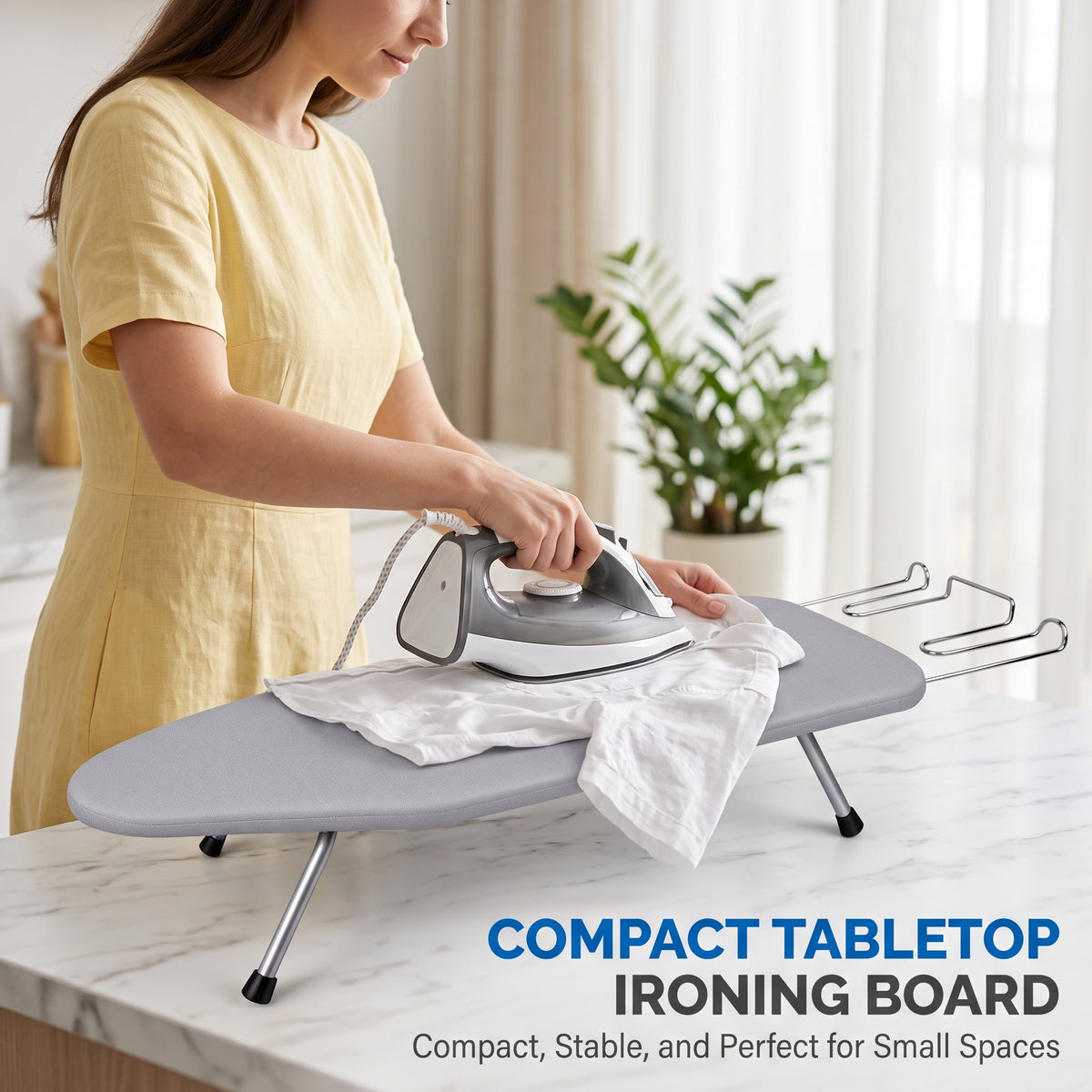 Riousery Tabletop Ironing Board, Steel Frame, Foldable Design with Iron Rest and Hanging Storage, Compact for Dorms & Apartments, 30"x12"x7"