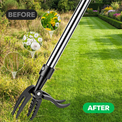 OHHANI Weed Puller Tool, 4-Section Adjustable Length, Detachable, Portable, Suitable for Gardens Lawns and Flower Beds