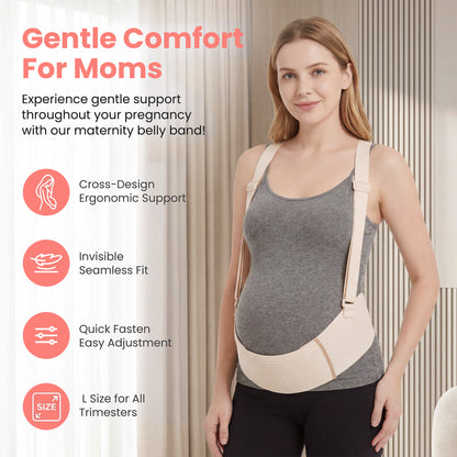 RUPOUN Maternity Belly Band – Back & Abdomen Support for Pregnant Women, Beige