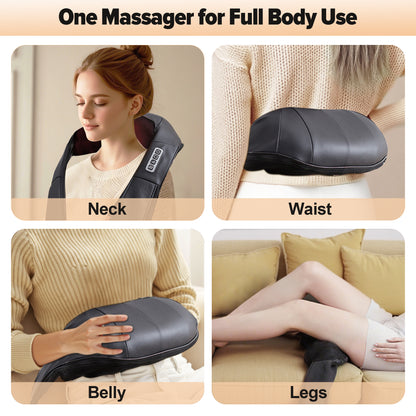 Bokyan Neck Massager Cordless, Shiatsu Shoulder and Kneading Back with Heat, USB-C Rechargeable for Home, Office, Car Use and Travel Use, Black