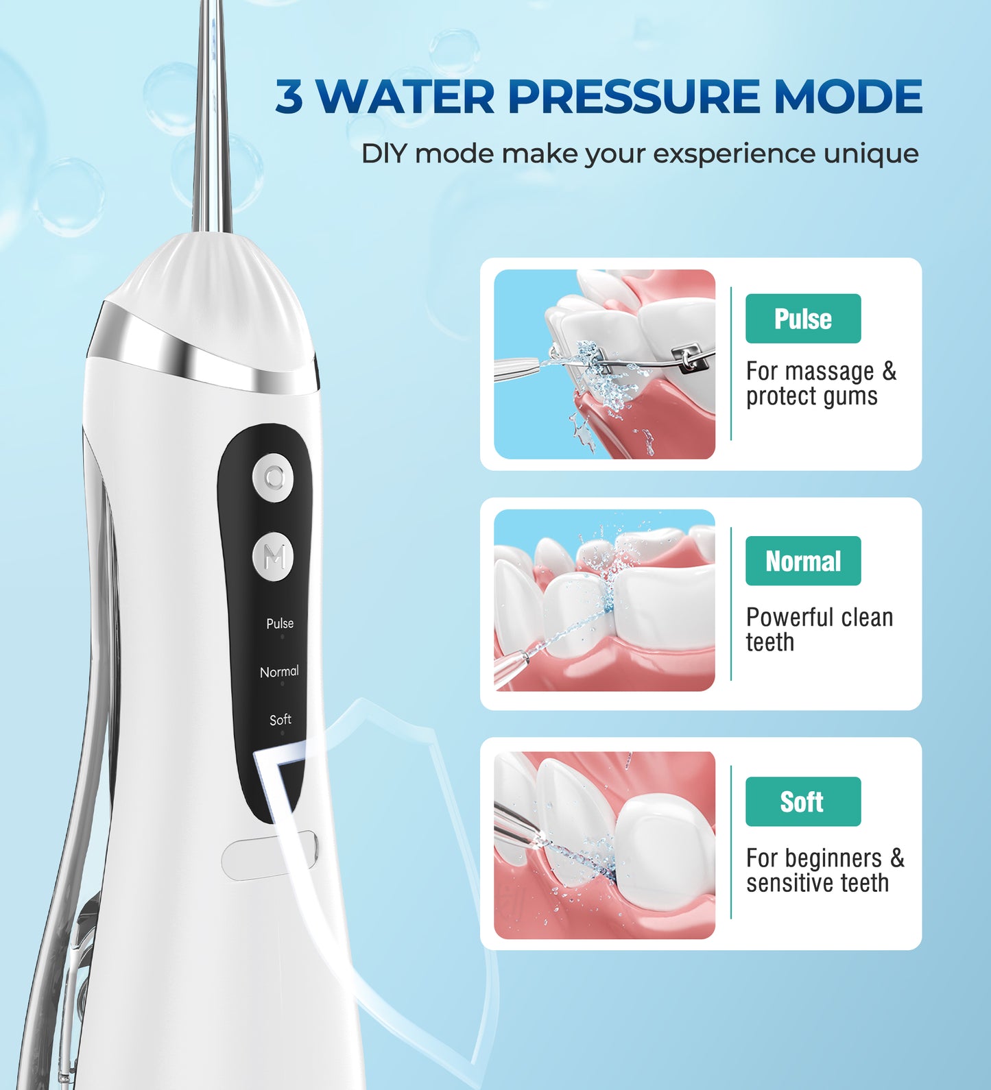 BOKYAN Cordless Water Flosser, 200ML Portable Rechargeable Oral Irrigator, White