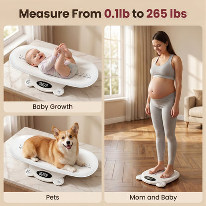ZNQPLF Baby Scale, Infant Scale for Baby Adult and Pet, Baby Scales for Weighing Newborns, White, 265lb Max Capacity.