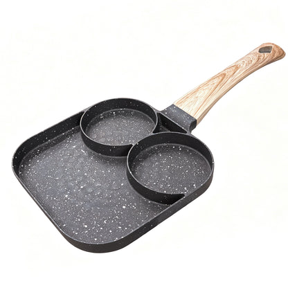 M Buder Egg Frying Pan, 3-Cup Nonstick Egg Pan , Aluminum Breakfast Skillet for Breakfast, Pancake, Hamburger, Sandwiches, Suitable for Gas Stove & Induction Cookware