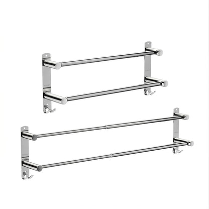 LZSDS Towel Racks for Bathroom Wall Mounted, 304 Stainless Steel Retractable Double Towel Bar 16-29 in with Hooks