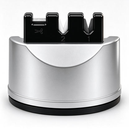 LZSDS 3-Stage Manual Knife Sharpener with Suction Base, Silver