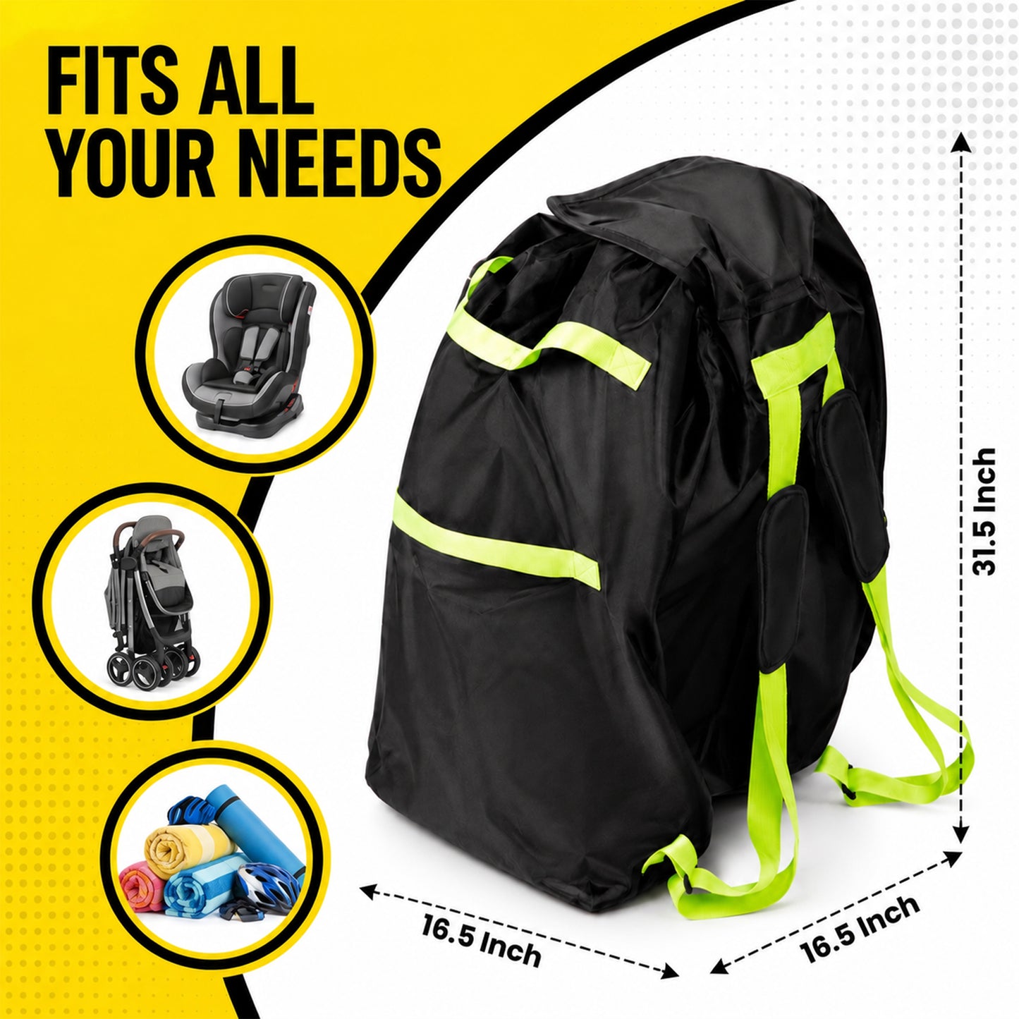 ZNQPLF Car Seat Travel Bag with Padded Straps, Car Seat Backpack Travel Bag for Airplane Air Travel, Waterproof Oxford Gate Check Storage Bag