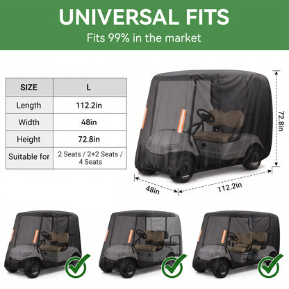 MORSUMA 112.2 Inch 210D Oxford Golf Cart Cover, Golf Cart Covers 4 Passenger, Black, 1-Pack