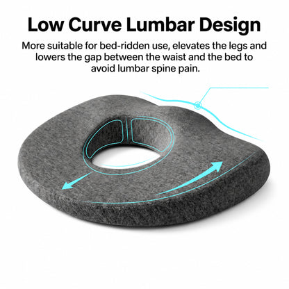 LZSDS Donut Pillow Seat Cushion, Memory Foam Support Pillow for Wheelchair Office Chair, Washable Cover, Non-Slip Bottom, Dark Gray