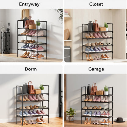 Riousery 4-Tier All-Steel Shoe Rack, Stackable Metal Shoe Organizer with Adjustable Shelves, Heavy-Duty Storage for Entryway, Closet, Bedroom