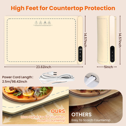 M Buder Food Warming Tray, Electric Warmer Mat, Adjustable Temperature, for Party, Family Dinner, Residential, Commercial