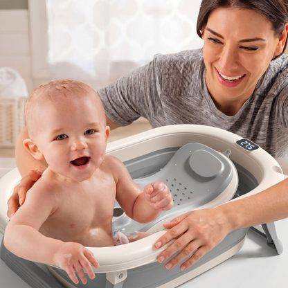 Rupoun Foldable Baby Bathtubs, Collapsible Bathtub for Infant Newborn Boys and Girls, Portable, Plastic, Gray