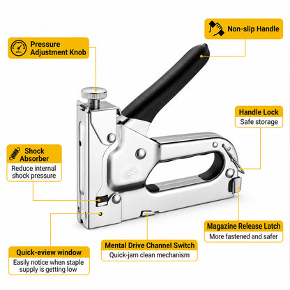 LZSDS 3 in 1 Heavy Duty Staple Gun for Woodworking, Manual Nail Gun Brad Nailer with Remover for Upholstery Carpentry DIY